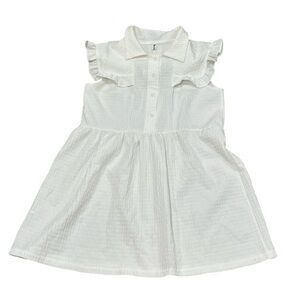 Women’s white ruffle Sailor bib collar mini dress cottage sailor boho preppy